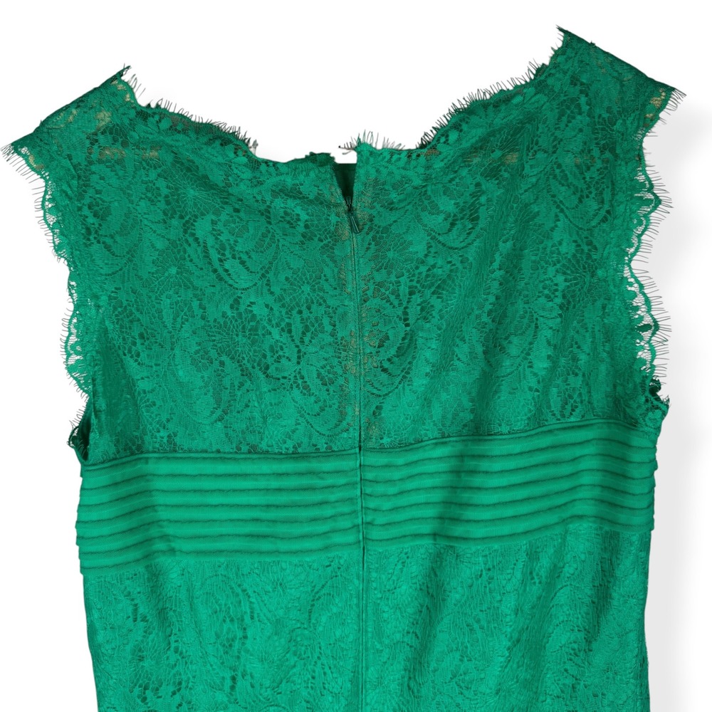 Tadashi Shoji Lace Sheath Dress Size 12 Emerald Green Cocktail Elegant Romantic - Picture 11 of 16